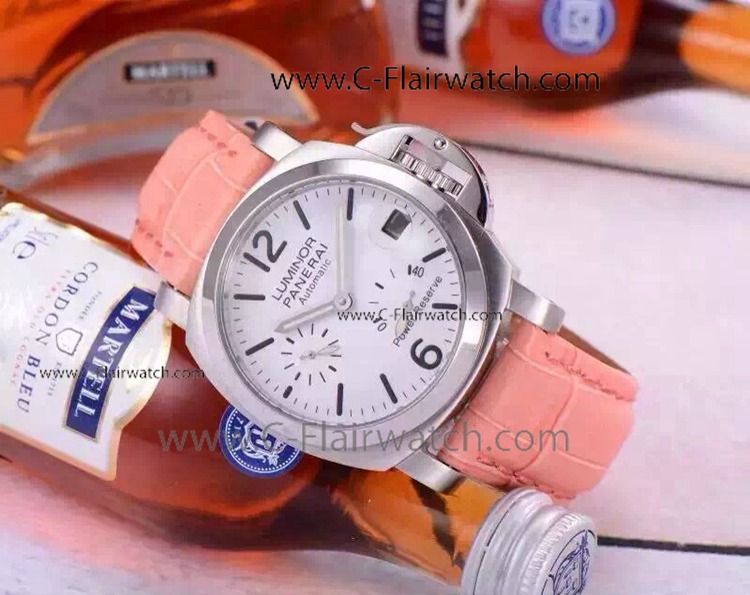 Copy Luminor Panerai Power Reserve Pink leather Watch